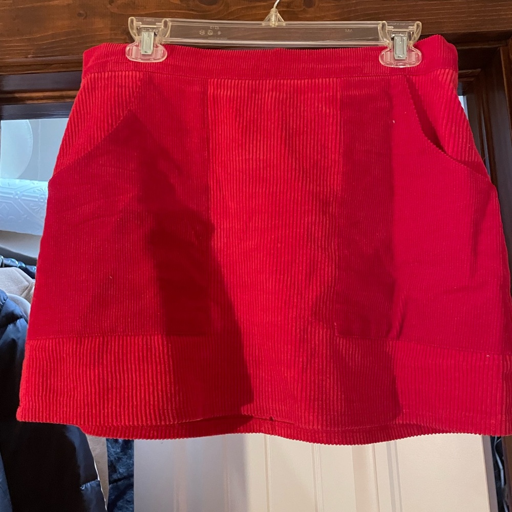 Corduroy red mini skirt